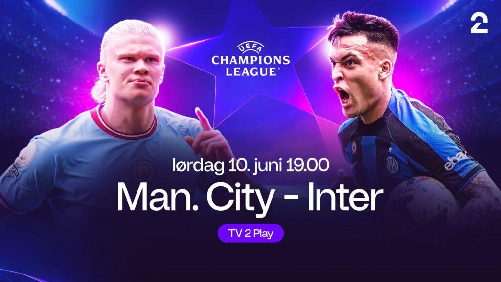 Hvor se Champions League-finalen: Illustrasjonsbilde av Haaland og Martinez.