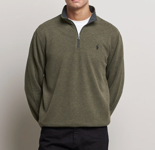 Tech Double Knit Half Zip Olive Heather