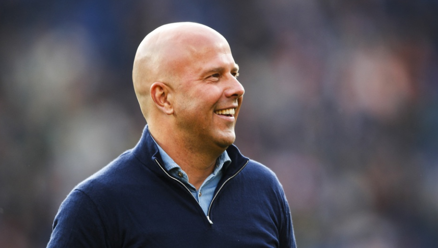 Feyenoord coach Arne Slot reacts during the Dutch Eredivisie football match between Feyenoord and PEC Zwolle at Feyenoord Stadion de Kuip on May 5, 2024 in Rotterdam