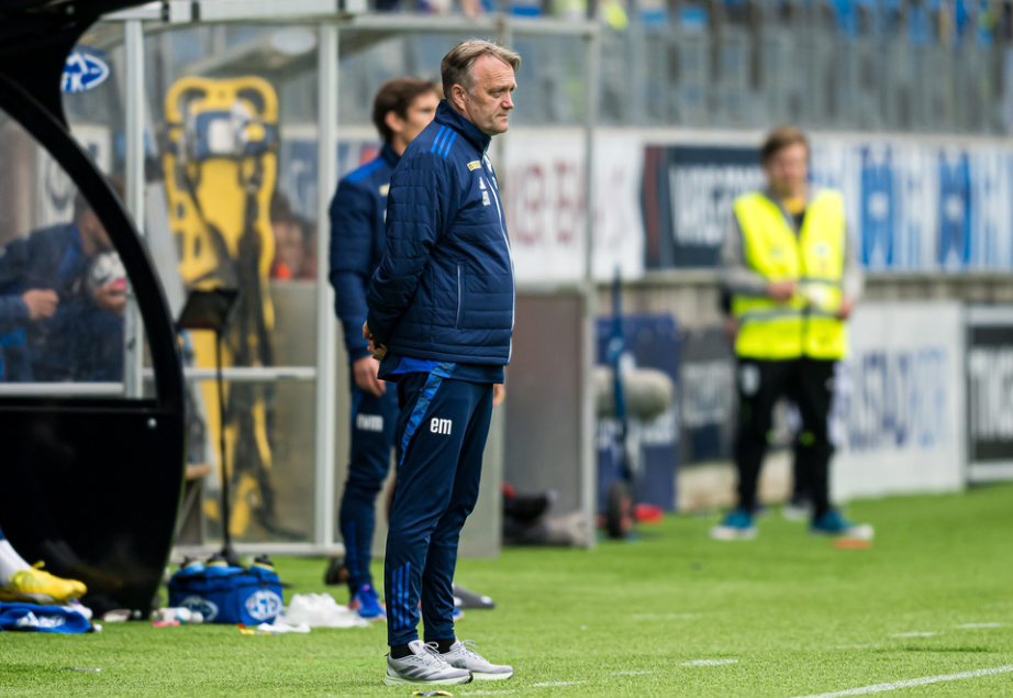 Moldes hovedtrener Erling Moe under eliteseriekampen i fotball mellom Molde og Viking på Aker Stadion.