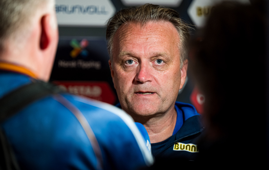 Molde 20240720. Moldes hovedtrener Erling Moe i mixed-zone etter eliteseriekampen i fotball mellom Molde og KFUM på Aker Stadion.