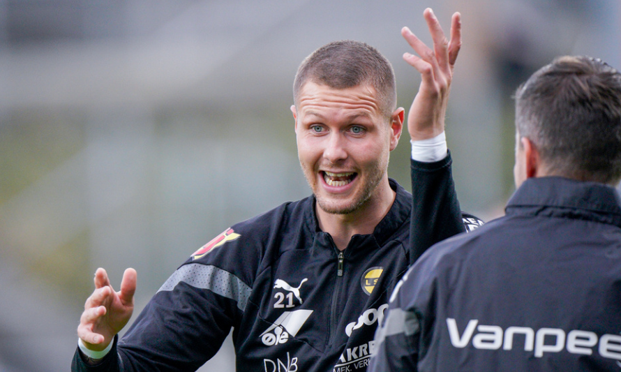 Lillestrøms Holmbert Aron Briem Fridjonsson før eliteseriekampen i fotball mellom FK Haugesund og Lillestrøm på Haugesund Sparebank Arena.