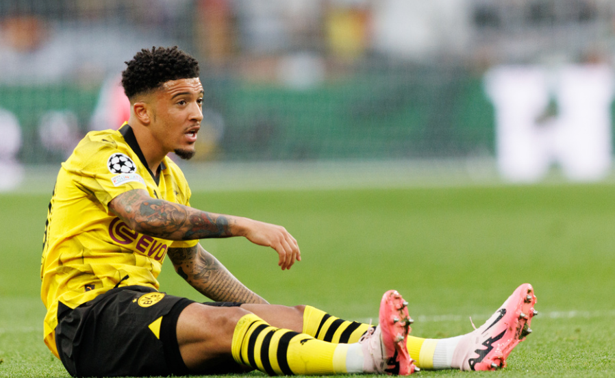 London, England 20240601. Borussia Dortmunds Jadon Sancho under Mesterligafinalen i fotball mellom Borussia Dortmund og Real Madrid på Wembley stadion.