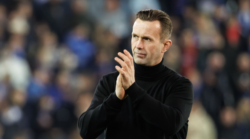 Ronny Deila celebrates at the end of the 2023-2024 UEFA Conference League round of 16 second leg football match between Club Brugge KV and Molde FK at the Jan-Breydel Stadium in Bruges on March 14, 2024. 