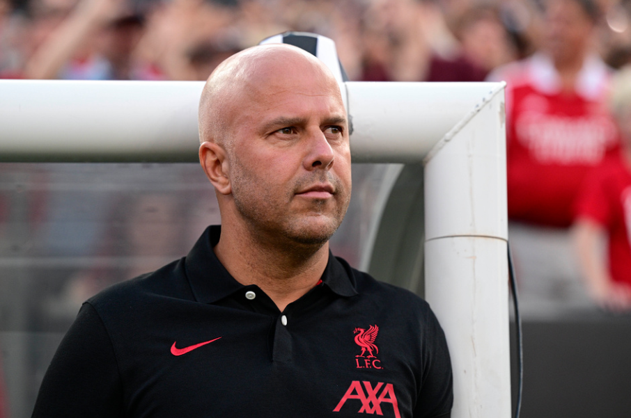 Liverpool manager Arne Slot looks on from the sidelines prior to an international friendly soccer match against Arsenal, Wednesday, July 31, 2024, in Philadelphia