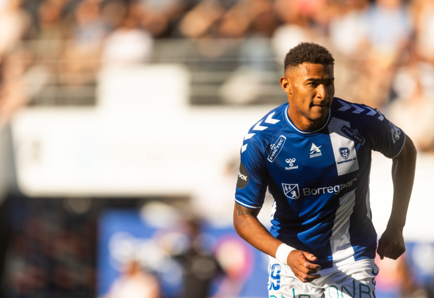 Skien 20240811. Sarpsborg 08s Henrik Meister i eliteseriekampen i fotball mellom Odd og Sarpsborg 08 på Skagerak arena