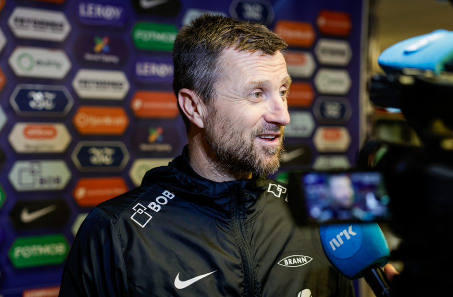 Bergen 20241027. Branns trener Eirik Horneland i mixed zone etter eliteseriekampen i fotball mellom SK Brann og Tromsø på Brann stadion.