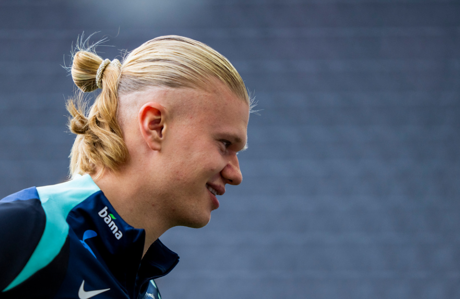 Linz, Østerrike 20241012. Erling Braut Haaland under en trening med Norges herrelandslag i fotball på Raiffeisen Arena Linz før Nations League kampen mellom Østerrike og Norge.