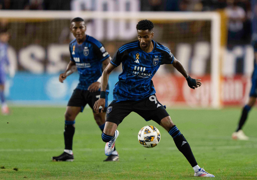 Aug 31, 2024; San Jose, California, USA; San Jose Earthquakes forward Amahl Pellegrino (9) controls the ball during the first half against Minnesota United at PayPal Park.