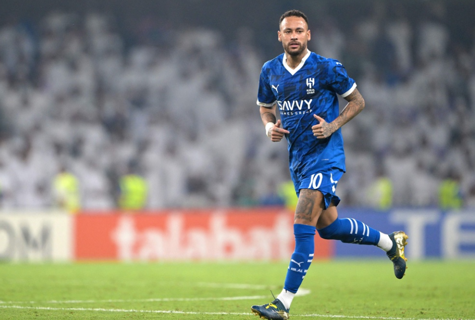 Hilal's Brazilian forward #10 Neymar runs on the pitch during the AFC Champions League group B football match between UAE's Al-Ain and Saudi's Al-Hilal at the Hazza bin Zayed Stadium in al-Ain on October 21, 2024.