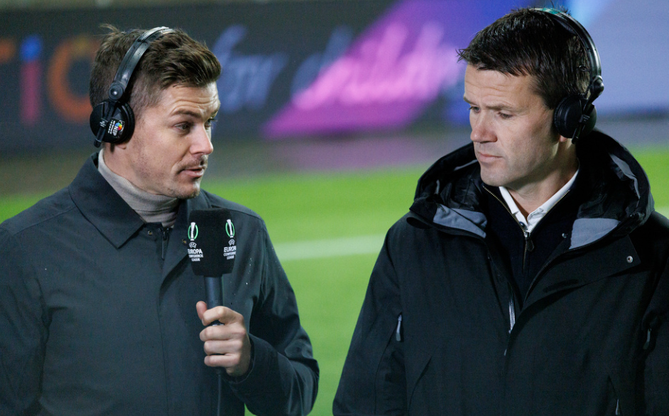 Molde 20221006. Pål-André Helland og Eirik Bakke (th) etter Europa Conference League kampen i fotball mellom Molde og Shamrock Rovers på Aker Stadion.