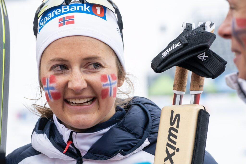 Ingvild Flugstad Østberg etter 4x5 km stafett for kvinner under Ski-VM 2023 i Planica, Slovenia.