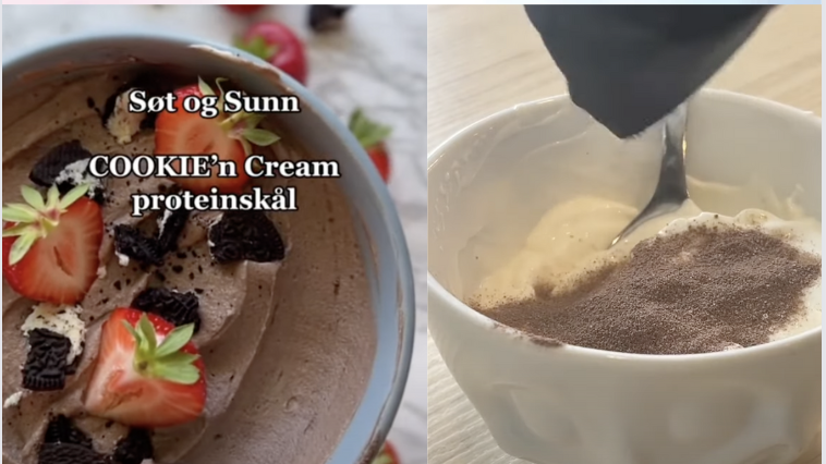 sjokolademousse med frukt og bær. sunn dessert