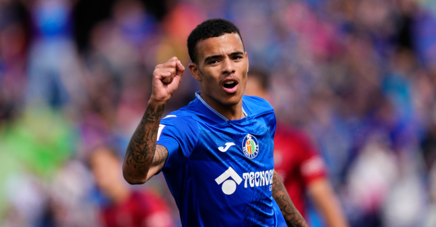 Getafe's Mason Greenwood reacts after coming on late as substitute to make his debut during a Spanish La Liga soccer match between Getafe and Osasuna at the Coliseum stadium in Getafe, Spain, Sunday, Sept. 17, 2023. The Spanish league says that it will look into a complaint filed by Getafe that Real Madrid player Jude Bellingham allegedly called Getafe forward Mason Greenwood a “rapist” during a game. The incident allegedly occurred during Madrid’s 2-0 win at Getafe on Thursday, Feb. 1, 2024