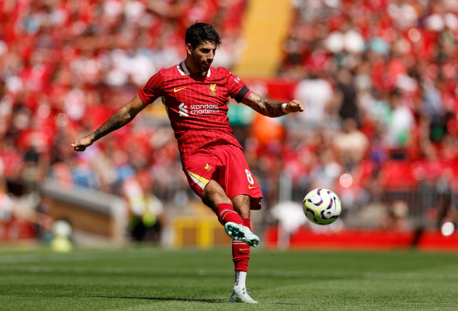 Soccer Football - Pre Season Friendly - Liverpool v Sevilla - Anfield, Liverpool, Britain - August 11, 2024 Liverpool's Dominik Szoboszlai in action