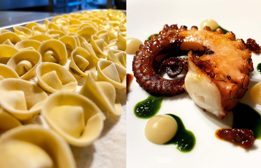 Bilde av pasta og blekksprut fra restaurant Plin i København