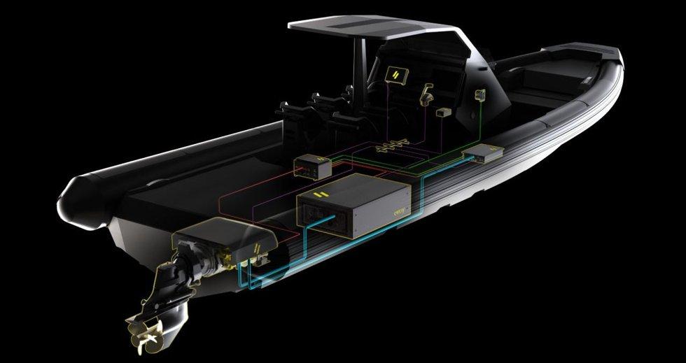 Il Goldfish X9 con propulsione elettrica Evoy può anche essere equipaggiato con un generatore a benzina o diesel per aumentare l'autonomia disponibile.  Foto: Evoy