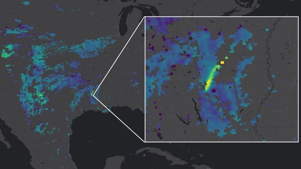 Supermaktene er blant verstingene. Bildet viser utslipp kartlagt i USA. Foto: Thomas Lauvaux