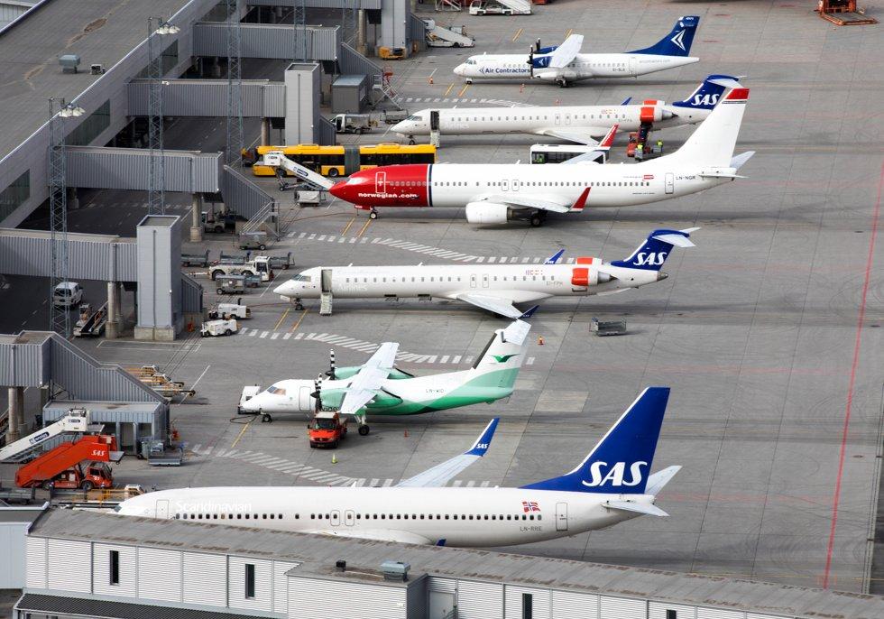 Voli da SAS, Widerøe e Norwegian all'aeroporto di Oslo.  Foto: Jorm Kalstad/NTB Foto: NTB
