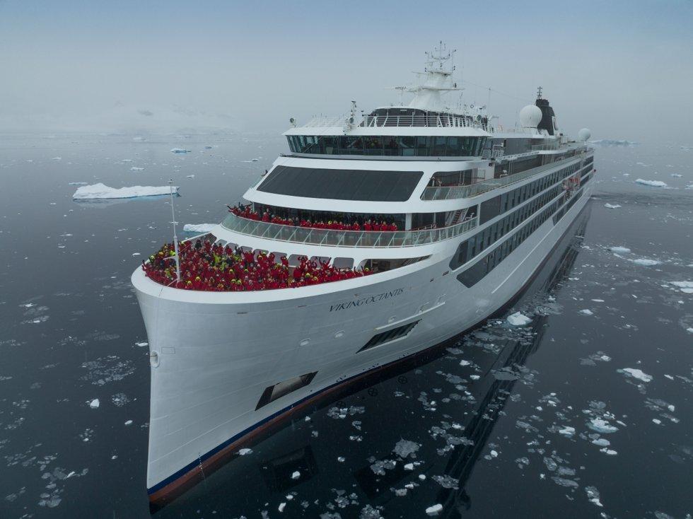 Participants on Viking's cruise ships get first-hand knowledge of Antarctica - as here on Viking Octantis, delivered by the ship's leading scientists.  Photo: Viking