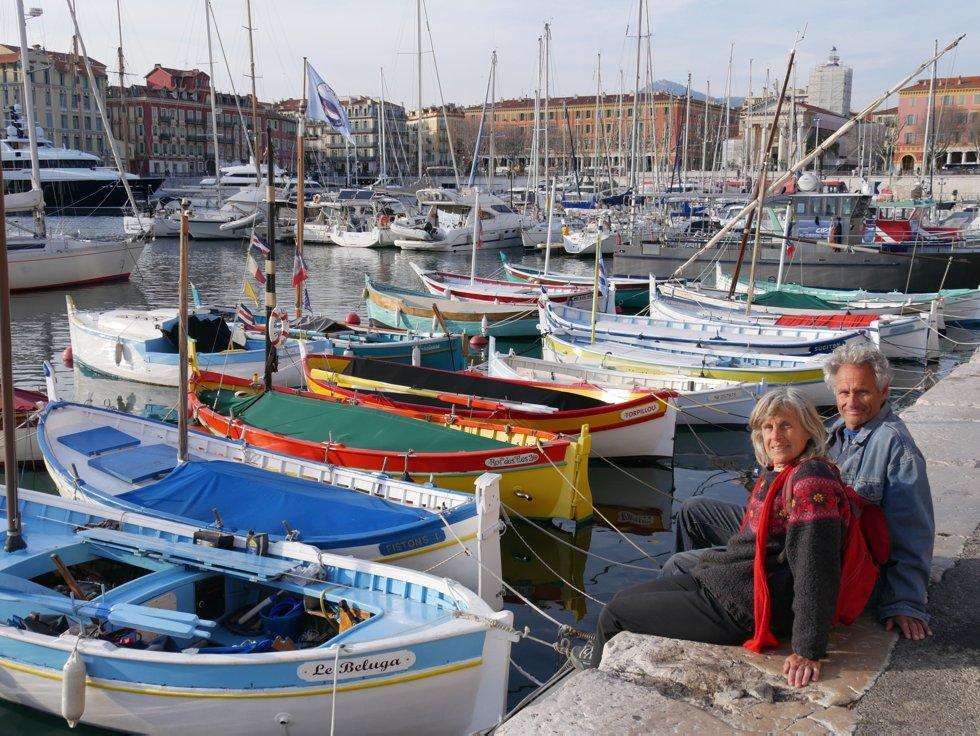 Yvonne Tonerre and Ole Jacob Christensen in the protected marina in Nice.  Photo: Arild Molstad