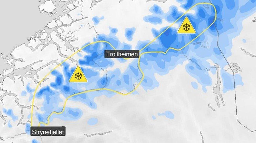 Snow warning in central and northern Norway