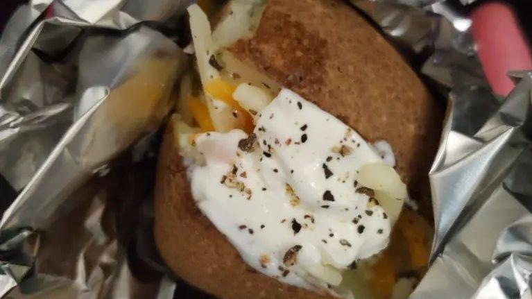A woman received a baked potato as a Christmas gift from work, and she must tax it